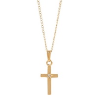 Elegant Baby Cross with Diamond, Gold Elegant Baby Cross with Diamond, Gold
