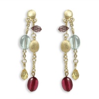 Bead and Brushed 14K Gold Plated Circles - Dangle Earrings - Italian Designer Inspired Bead and Brushed 14K Gold Plated Circles - Dangle Earrings - Italian Designer Inspired