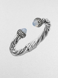 From the Moonlight Ice Collection. A wide, iconic design with moon quartz caps and accented in three rows of brilliant diamonds. Moon quartzDiamonds, 1.8 tcwSterling silverDiameter, about 2½Slip-on styleImported From the Moonlight Ice Collection. A wide, iconic design with moon quartz caps and accented in three rows of brilliant diamonds. Moon quartzDiamonds, 1.8 tcwSterling silverDiameter, about 2½Slip-on styleImported
