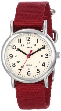 Timex Women's T2N914 Weekender Mid-Size Slip-Thru Berry Nylon Strap Watch Timex Women's T2N914 Weekender Mid-Size Slip-Thru Berry Nylon Strap Watch