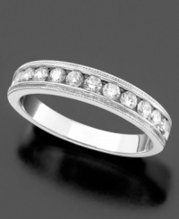 A timeless ring, a symbol of love. In 14k white gold with round-cut diamond (1/2 ct. t.w.) A timeless ring, a symbol of love. In 14k white gold with round-cut diamond (1/2 ct. t.w.)