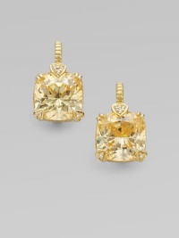 From the Lola Collection. Large cushion-cut canary crystal in 14K gold with diamond heart prongs.Diamonds, 0.05 tcwCanary crystal14K yellow goldDrop, about ¾Imported From the Lola Collection. Large cushion-cut canary crystal in 14K gold with diamond heart prongs.Diamonds, 0.05 tcwCanary crystal14K yellow goldDrop, about ¾Imported