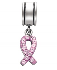 Life's a blessing. Cherish it with this symbolic pink ribbon charm. Crafted in sterling silver with pink crystals and Swarovski elements. Approximate size: 2-1/2 inches. Donatella is a playful collection of charm bracelets and necklaces that can be personalized to suit your style! Available exclusively at Macy's. Life's a blessing. Cherish it with this symbolic pink ribbon charm. Crafted in sterling silver with pink crystals and Swarovski elements. Approximate size: 2-1/2 inches. Donatella is a playful collection of charm bracelets and necklaces that can be personalized to suit your style! Available exclusively at Macy's.