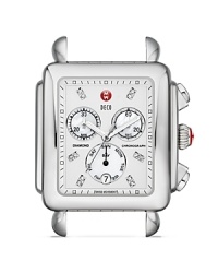 Mix it luxe with sleek and shapely watch face from Michele, crafted of stainless steel and designed for chic customization. Mix it luxe with sleek and shapely watch face from Michele, crafted of stainless steel and designed for chic customization.