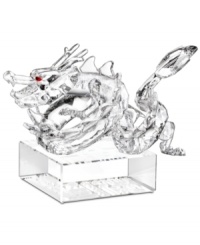 Celebrate 2012 – the Year of the Dragon – with this exquisite Swarovski crystal figurine, featuring a luminous, serpentine body and piercing red eyes. A symbolic gift for family and friends, on a base engraved with both English and Chinese seal script. Celebrate 2012 – the Year of the Dragon – with this exquisite Swarovski crystal figurine, featuring a luminous, serpentine body and piercing red eyes. A symbolic gift for family and friends, on a base engraved with both English and Chinese seal script.