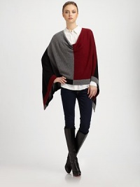 Crafted in luxurious cashmere, this colorblocked topper surrounds you in ultra-soft style.CashmereHandkerchief hemAbout 21 from shoulder to hemHand wash or dry cleanImported Crafted in luxurious cashmere, this colorblocked topper surrounds you in ultra-soft style.CashmereHandkerchief hemAbout 21 from shoulder to hemHand wash or dry cleanImported