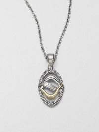 From the Unlaced Collection. A mix of 18k gold and sterling silver in a smooth and iconic caviar textured design on a link chain. Sterling silver18k goldLength, about 16-18 adjustablePendant size, about 1.4Lobster clasp closureImported From the Unlaced Collection. A mix of 18k gold and sterling silver in a smooth and iconic caviar textured design on a link chain. Sterling silver18k goldLength, about 16-18 adjustablePendant size, about 1.4Lobster clasp closureImported