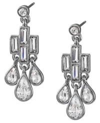 Carolee's glittering chandelier earrings are an elegant finishing touch for a weekend ensemble. Crafted with glass accents in imitation rhodium-plated mixed metal. Approximate drop: 1-1/4 inches. Carolee's glittering chandelier earrings are an elegant finishing touch for a weekend ensemble. Crafted with glass accents in imitation rhodium-plated mixed metal. Approximate drop: 1-1/4 inches.