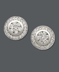 Small sparkling stud earrings perfectly complement any ensemble. These classic earrings by Effy Collection feature round-cut diamonds (1 ct. t.w.) set in 14k white gold. Approximate diameter: 1/2 inch.