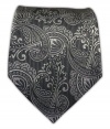 100% Silk Woven Charcoal Paisley Tie