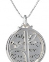 Sterling Silver Take Time To Breathe Take Time To Just Be and Be with Open Circle Tree Reversible Pendant Necklace, 18