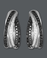 Read between the lines. Stripes of round-cut white diamonds (3/4 ct. t.w.) and black diamonds (5/8 ct. t.w.) accentuate this traditional hoop earrings style from Caviar by Effy Collection. Crafted in 14k white gold. Approximate drop: 3/4 inch. Approximate width: 5/16 inch. Read between the lines. Stripes of round-cut white diamonds (3/4 ct. t.w.) and black diamonds (5/8 ct. t.w.) accentuate this traditional hoop earrings style from Caviar by Effy Collection. Crafted in 14k white gold. Approximate drop: 3/4 inch. Approximate width: 5/16 inch.