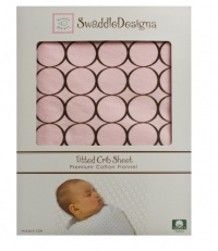 SwaddleDesigns Cotton Flannel Brown Mod Circles Fitted Crib Sheet, Pastel Pink SwaddleDesigns Cotton Flannel Brown Mod Circles Fitted Crib Sheet, Pastel Pink