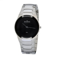 Skagen Men's 861XLSXB Skagen Denmark Silver Steel Link & Black Dial Watch Skagen Men's 861XLSXB Skagen Denmark Silver Steel Link & Black Dial Watch
