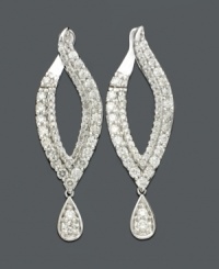 Marvel at these marquise-cut earrings each time you put them on. Earrings feature a twist drop design with round-cut diamond (1-1/2 ct. t.w.). Set in 14k white gold. Approximate drop: 1-1/2 inches. Marvel at these marquise-cut earrings each time you put them on. Earrings feature a twist drop design with round-cut diamond (1-1/2 ct. t.w.). Set in 14k white gold. Approximate drop: 1-1/2 inches.