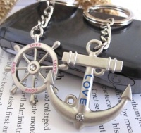 Couple Love Keychain Key Ring Anchor & Wheel
