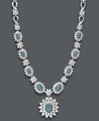A stunning splash of color. Bella Bleu by Effy Collection's intriguing design captures the essence of glamour with a sparkling mix of round-cut blue diamonds (5/8 ct. t.w.) encircled by round-cut white diamonds (1-5/8 ct. t.w.). Set in 14k white gold. Approximate length: 18 inches. Approximate center drop: 1 inch. A stunning splash of color. Bella Bleu by Effy Collection's intriguing design captures the essence of glamour with a sparkling mix of round-cut blue diamonds (5/8 ct. t.w.) encircled by round-cut white diamonds (1-5/8 ct. t.w.). Set in 14k white gold. Approximate length: 18 inches. Approximate center drop: 1 inch.