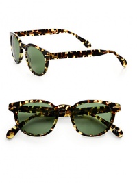 Inspired by Andy Warhol, this frame is hand-sculpted in generous acetate, with visible core-wire within the temples and embossed logo detail. Available in buff with green mineral glass lens.100% UV ProtectionImported Inspired by Andy Warhol, this frame is hand-sculpted in generous acetate, with visible core-wire within the temples and embossed logo detail. Available in buff with green mineral glass lens.100% UV ProtectionImported