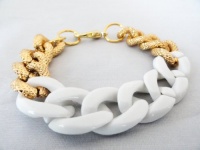 Chunky Link Bracelet with White & Gold Links Chunky Link Bracelet with White & Gold Links