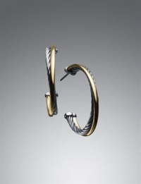 David Yurman 18K Yellow Gold & Sterling Silver Extra Large 3mm Crossover Hoop Earrings David Yurman 18K Yellow Gold & Sterling Silver Extra Large 3mm Crossover Hoop Earrings