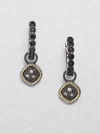 From the Zasha Collection. Unique grey diamonds add sparkle to this 14k gold and blackened sterling silver design. Grey diamonds, .06 tcw14k goldBlackened sterling silverSize, about .47Hoop baleImported Please note: Earrings sold separately. From the Zasha Collection. Unique grey diamonds add sparkle to this 14k gold and blackened sterling silver design. Grey diamonds, .06 tcw14k goldBlackened sterling silverSize, about .47Hoop baleImported Please note: Earrings sold separately.