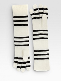 EXCLUSIVELY AT SAKS. Striped wool-blend gloves with a hint of shimmer.Polyester/nylon/wool/angoraAbout 14 longImported EXCLUSIVELY AT SAKS. Striped wool-blend gloves with a hint of shimmer.Polyester/nylon/wool/angoraAbout 14 longImported