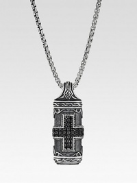 A fine chain holds a tablet pendant hand-forged with dimensional detail and faceted stones in sterling silver. Sterling silver Chain length, about 26 Made in USA A fine chain holds a tablet pendant hand-forged with dimensional detail and faceted stones in sterling silver. Sterling silver Chain length, about 26 Made in USA