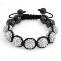 Bling Jewelry Unisex Crystal Bracelet Shamballa Inspired 12mm Hematite Bling Jewelry Unisex Crystal Bracelet Shamballa Inspired 12mm Hematite