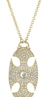 Mizuki 14k Gold and Diamond Large Oval Cross Shield Chain Necklace Mizuki 14k Gold and Diamond Large Oval Cross Shield Chain Necklace