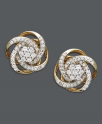 Perfectly-packaged sparkle. Wrapped in Love™ knot earrings feature swirls of round-cut diamonds (1/2 ct. t.w.) set in 14k gold. Approximate diameter: 1/2 inch. Perfectly-packaged sparkle. Wrapped in Love™ knot earrings feature swirls of round-cut diamonds (1/2 ct. t.w.) set in 14k gold. Approximate diameter: 1/2 inch.
