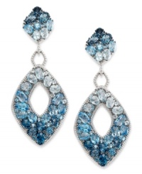 You can't beat these blues. EFFY Collection's beautiful mosaic earrings feature shades of round and oval-cut blue topaz (11-1/4 ct. t.w.) set in sterling silver. Approximate drop: 2-1/5 inches. You can't beat these blues. EFFY Collection's beautiful mosaic earrings feature shades of round and oval-cut blue topaz (11-1/4 ct. t.w.) set in sterling silver. Approximate drop: 2-1/5 inches.