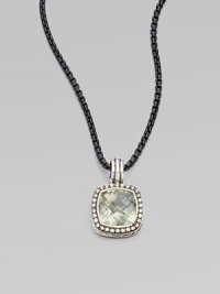 From the Moonlight Ice Collection. An enhancer of sparkling prasiolite is surrounded by pavé diamonds.Diamonds, 0.45 tcw Prasiolite Sterling silver Enhancer width, about ½ ImportedPlease note: Chain sold separately. From the Moonlight Ice Collection. An enhancer of sparkling prasiolite is surrounded by pavé diamonds.Diamonds, 0.45 tcw Prasiolite Sterling silver Enhancer width, about ½ ImportedPlease note: Chain sold separately.