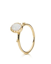 A white opal cabochon glows in a 14K gold scalloped bezel setting. Wear this delicate ring on its own or stacked with other PANDORA pieces for a glamorous bohemian look. A white opal cabochon glows in a 14K gold scalloped bezel setting. Wear this delicate ring on its own or stacked with other PANDORA pieces for a glamorous bohemian look.