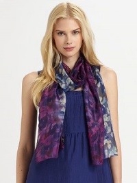 A beautiful, watercolor print meets a supple silk design, creating the quintessential statement piece.About 15 X 70SilkDry cleanImported A beautiful, watercolor print meets a supple silk design, creating the quintessential statement piece.About 15 X 70SilkDry cleanImported