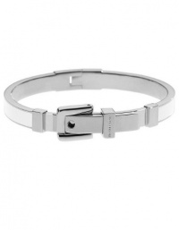 MICHAEL Michael Kors Silver Tone White Epoxy Buckle Bangle Bracelet MICHAEL Michael Kors Silver Tone White Epoxy Buckle Bangle Bracelet