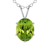 2.00 Ct Oval 9X7mm Green Peridot 925 Sterling Silver Pendant W/18 Silver Chain 2.00 Ct Oval 9X7mm Green Peridot 925 Sterling Silver Pendant W/18 Silver Chain