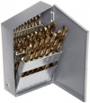 Chicago Latrobe 550 Series Cobalt Steel Jobber Length Drill Bit Set with Metal Case, Gold Oxide Finish, 135 Degree Split Point, Inch, 29-piece, 1/16 - 1/2 in 1/64 increments