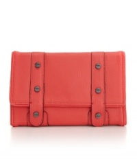 BCBGeneration nails tough-chic with this nailhead detailed wallet clutch. Gunmetal hardware and a pebble exterior give this bag a bold feel. Balance it out with soft feminine accessories for an envy-worthy ensemble. BCBGeneration nails tough-chic with this nailhead detailed wallet clutch. Gunmetal hardware and a pebble exterior give this bag a bold feel. Balance it out with soft feminine accessories for an envy-worthy ensemble.