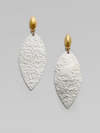 From the Willow Collection. Teardrops of hammered sterling silver are accented with 24k yellow gold.Sterling silver 24k gold Length, about 2 Post back Imported From the Willow Collection. Teardrops of hammered sterling silver are accented with 24k yellow gold.Sterling silver 24k gold Length, about 2 Post back Imported