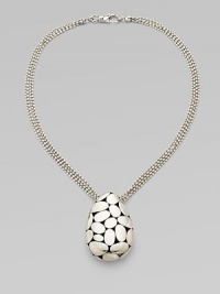 From the Kali Pebble Collection. A dramatically large textured pebble drop of sterling silver suspends from a triple bead chain in this stunning design.Sterling silverChain length, about 18Pendant length, about 2Textured lobster claspMade in Bali