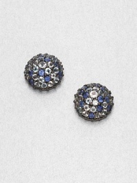 Delicate domed buttons are richly set with a spectrum of gemstones in icy cool shades in this elegant, eyecatching design.Blue sapphire, white topaz and blue topazBlack rhodium-plated sterling silverDiameter, about .6Post backImported Delicate domed buttons are richly set with a spectrum of gemstones in icy cool shades in this elegant, eyecatching design.Blue sapphire, white topaz and blue topazBlack rhodium-plated sterling silverDiameter, about .6Post backImported
