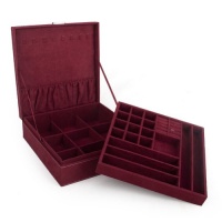 Aspire Lint Jewelry Box / Jewelry Organizer, Two-layer, 10 x 10 x 3 - Dark Red, Gift Idea Aspire Lint Jewelry Box / Jewelry Organizer, Two-layer, 10 x 10 x 3 - Dark Red, Gift Idea