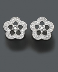 Spring is in bloom year-round with these sweet diamond-accented flower stud earrings in your collection. Victoria Townsend set crafted in sterling silver. Spring is in bloom year-round with these sweet diamond-accented flower stud earrings in your collection. Victoria Townsend set crafted in sterling silver.