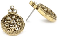 T Tahari Gold and Black Diamond Crystal Button Earrings T Tahari Gold and Black Diamond Crystal Button Earrings