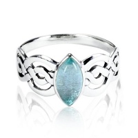 925 Sterling Silver Natural Blue Topaz Celtic Double Infinity Knot Band Ring for Women - Nickle Free 925 Sterling Silver Natural Blue Topaz Celtic Double Infinity Knot Band Ring for Women - Nickle Free