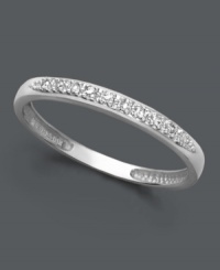 Get sweet, stackable style in subtle sparkle. Perfect when worn solo, or paired with other rings, a 14k white gold band features glittering pave diamonds. Get sweet, stackable style in subtle sparkle. Perfect when worn solo, or paired with other rings, a 14k white gold band features glittering pave diamonds.