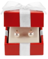 Simply stunning. This pair of 14k gold stud earrings from Belle de Mer features cultured freshwater pearls (7-7-1/2 mm) and diamond accents for an added touch of luster. Approximate length: 1/3 inch. Simply stunning. This pair of 14k gold stud earrings from Belle de Mer features cultured freshwater pearls (7-7-1/2 mm) and diamond accents for an added touch of luster. Approximate length: 1/3 inch.