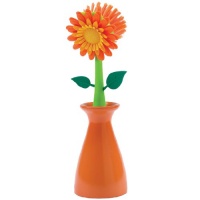 Boston Warehouse Flower Kitchen Brush with Holder, Orange Boston Warehouse Flower Kitchen Brush with Holder, Orange