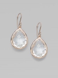 From the Ippolita Rosé Collection. Faceted clear quartz teardrops set in sterling silver and 18K gold, finished in the warm glow of 18k rose goldplating.Clear quartz An alloy of 18K gold and sterling silver plated with 18K rose gold Length, about ¾ Width, about ½ Earwires Imported From the Ippolita Rosé Collection. Faceted clear quartz teardrops set in sterling silver and 18K gold, finished in the warm glow of 18k rose goldplating.Clear quartz An alloy of 18K gold and sterling silver plated with 18K rose gold Length, about ¾ Width, about ½ Earwires Imported