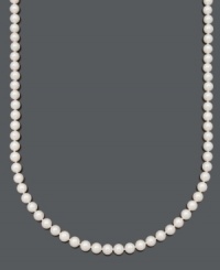Culture and refinement. Belle de Mer's elegant necklace highlights A+, cultured freshwater pearls (7-1/2-8 mm) and a 14k gold clasp. Approximate length: 20 inches. Culture and refinement. Belle de Mer's elegant necklace highlights A+, cultured freshwater pearls (7-1/2-8 mm) and a 14k gold clasp. Approximate length: 20 inches.
